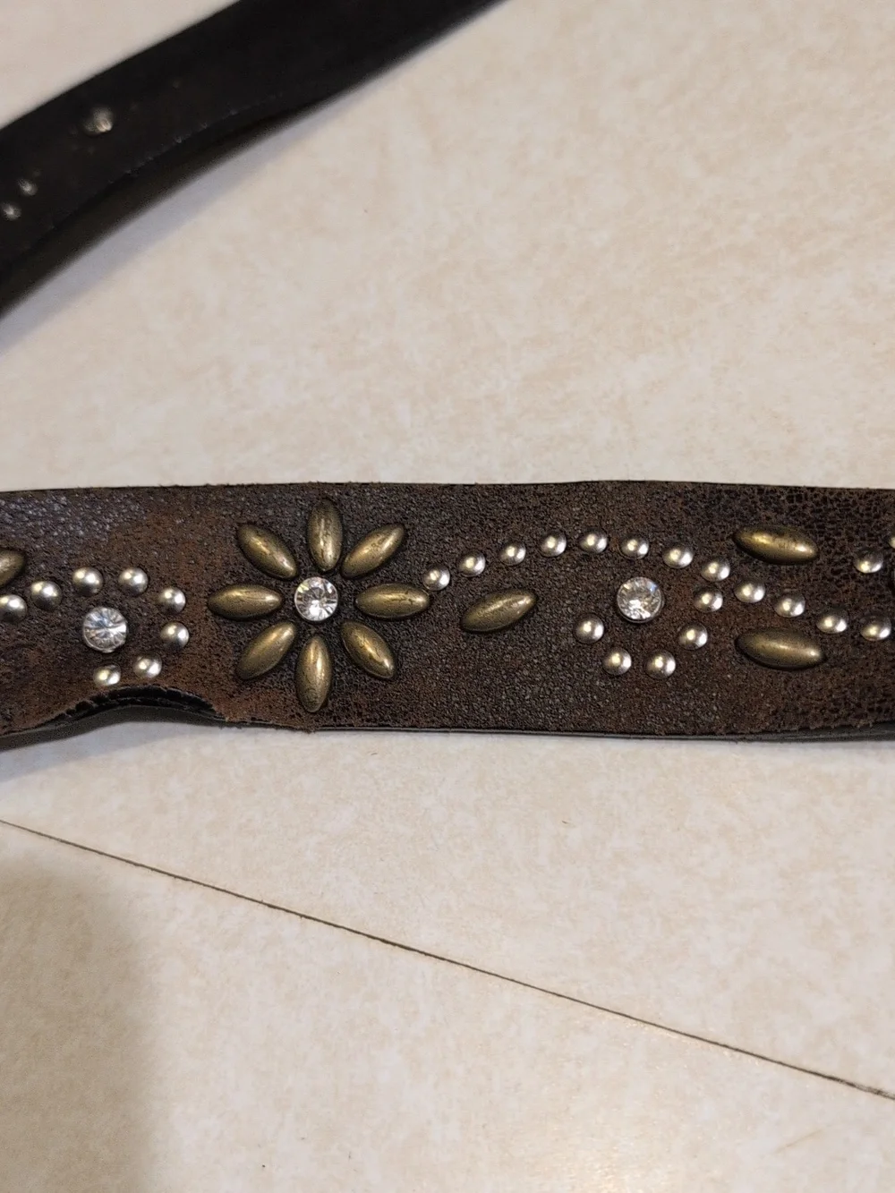 Nocona Studded Brown Leather Western Belt with Ornate Buckle Small - Picture 5 of 13